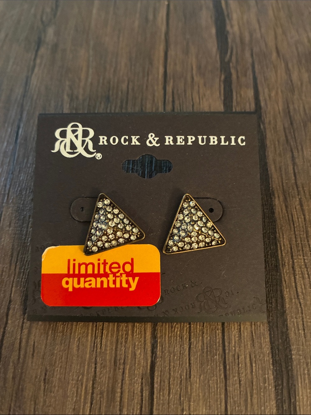 Rock & Republic Triangle Crystal Stud Earrings